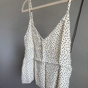 Brandy Melville White and Blue Floral Camisole